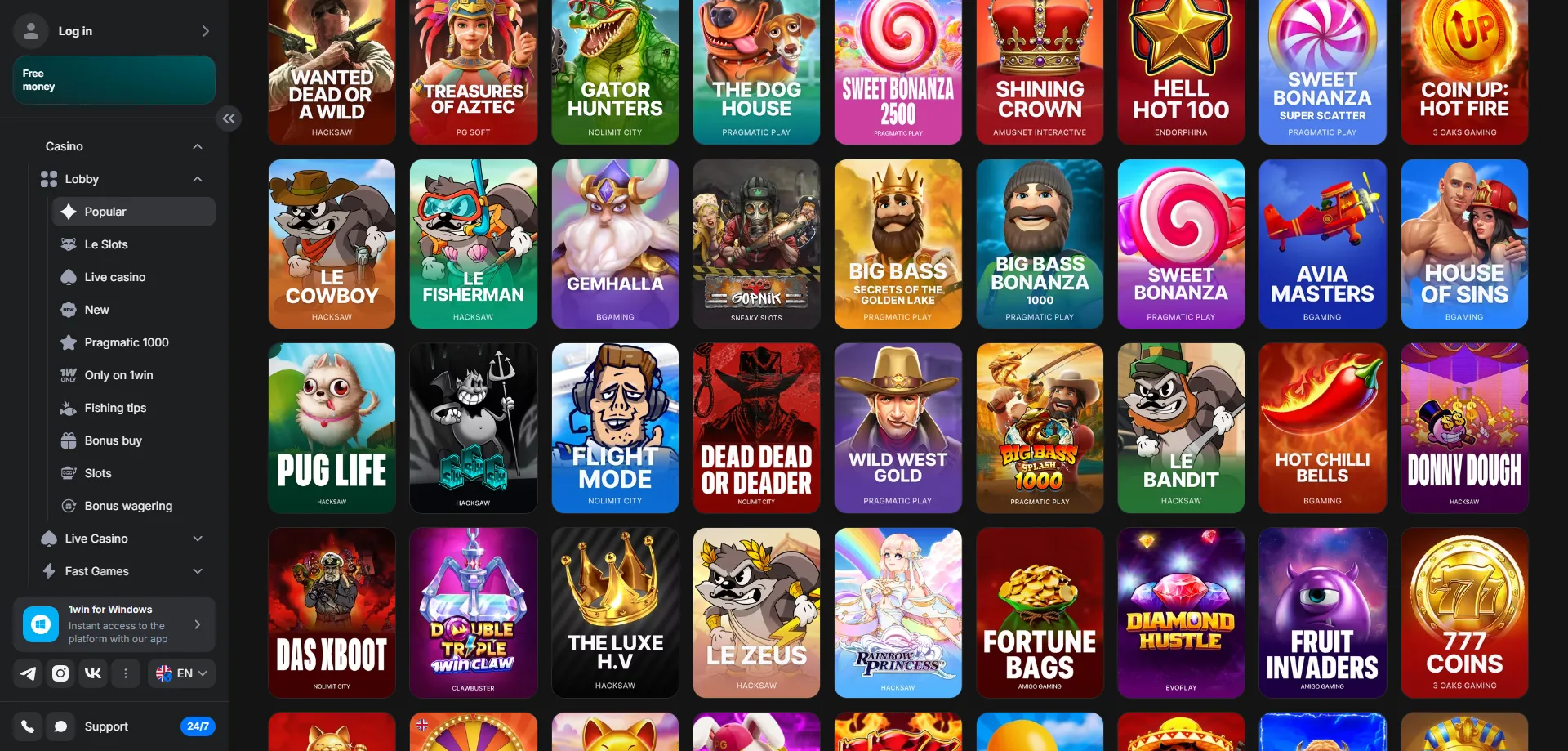 1win casino games New Zealand — slots live casino and crash games